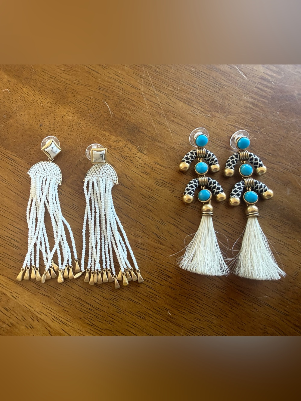 Stella & Dot Ashley Tassel Earrings & Rosalind Chandeliers.